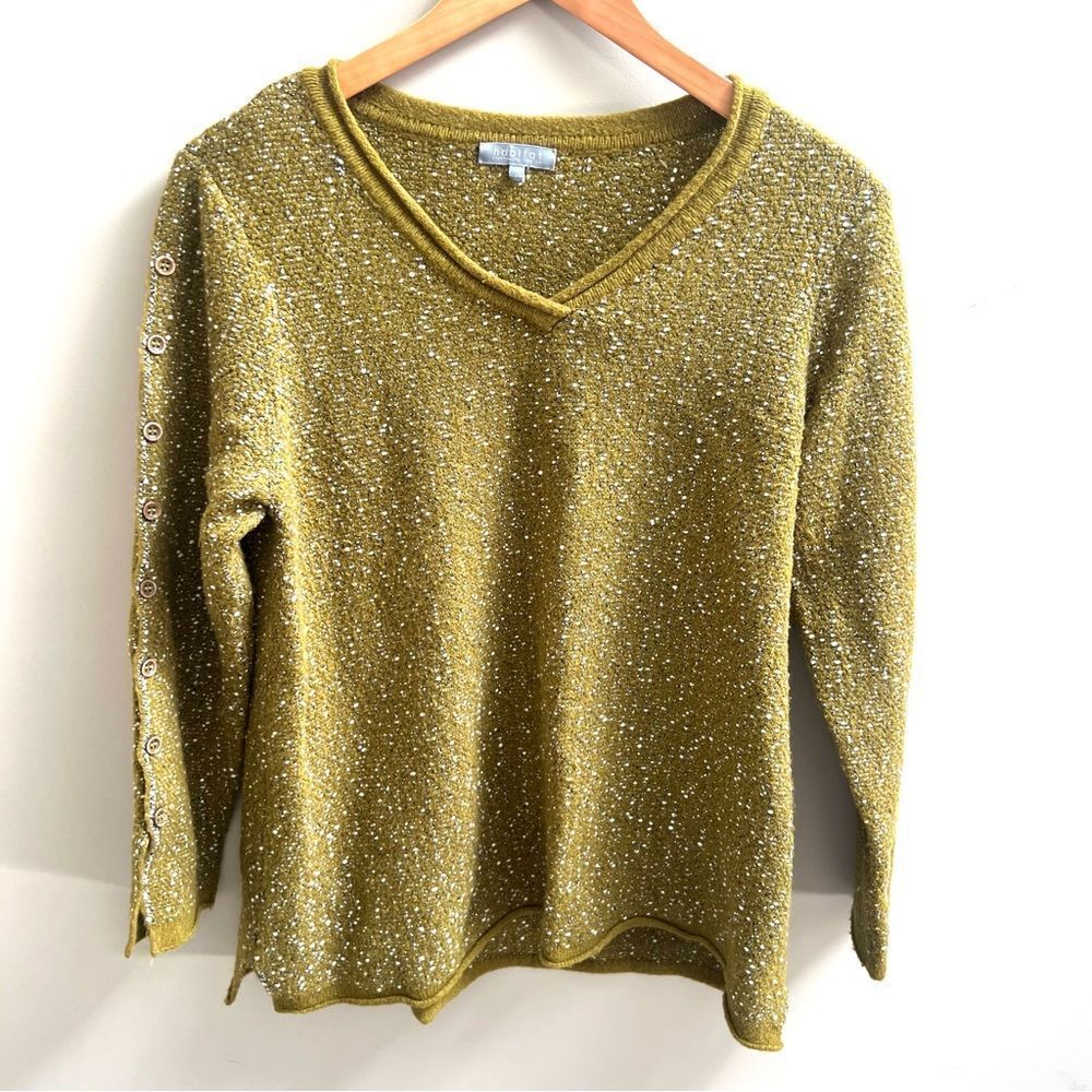 Habitat green Knit Sweater with buttons on sleeves Sm